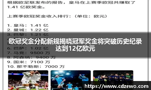 欧冠奖金分配新规揭晓冠军奖金将突破历史纪录达到12亿欧元